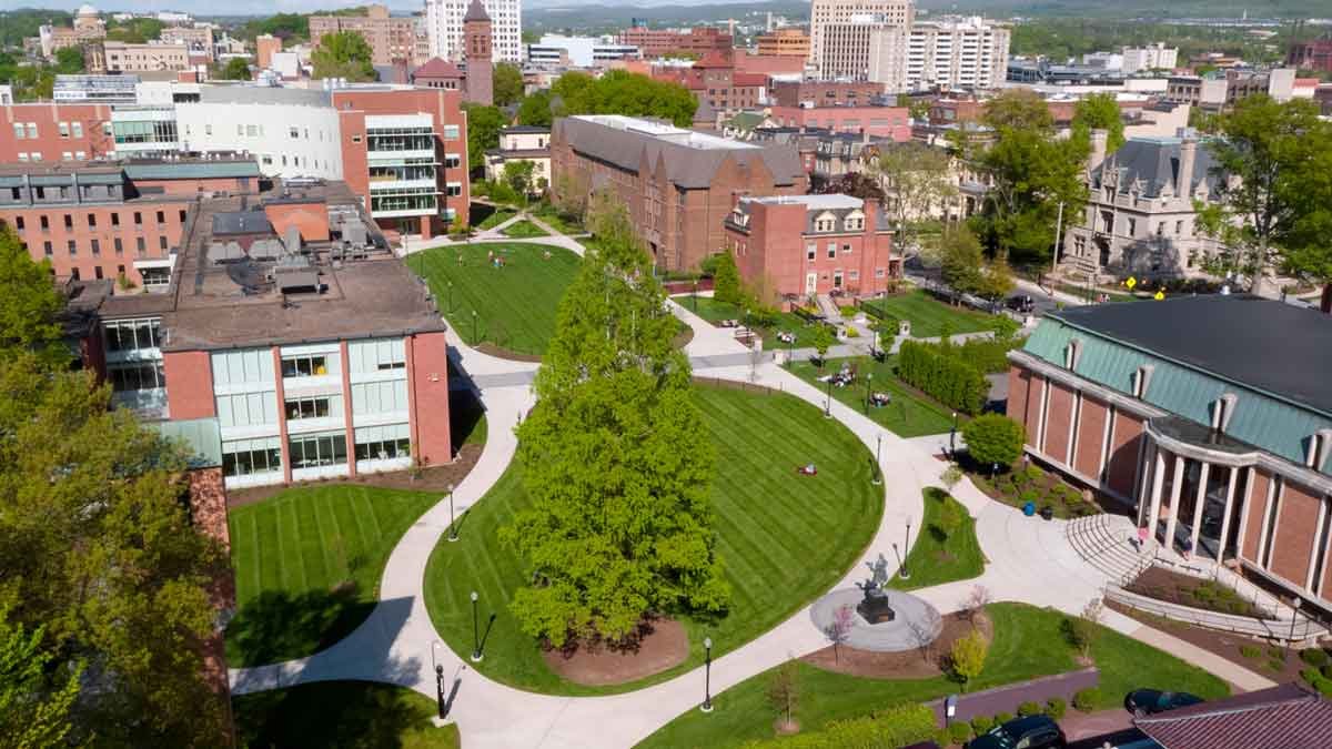 aerial view of beautiful campus
